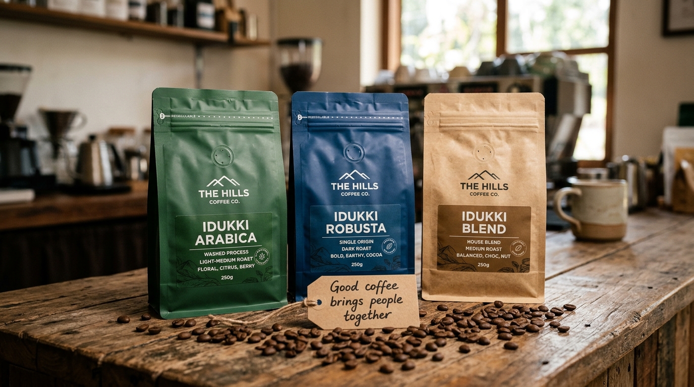 All three coffees on a rustic wooden bar table